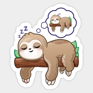 Funny Sloth Sleeping and Dreaming of Sleeping Sticker